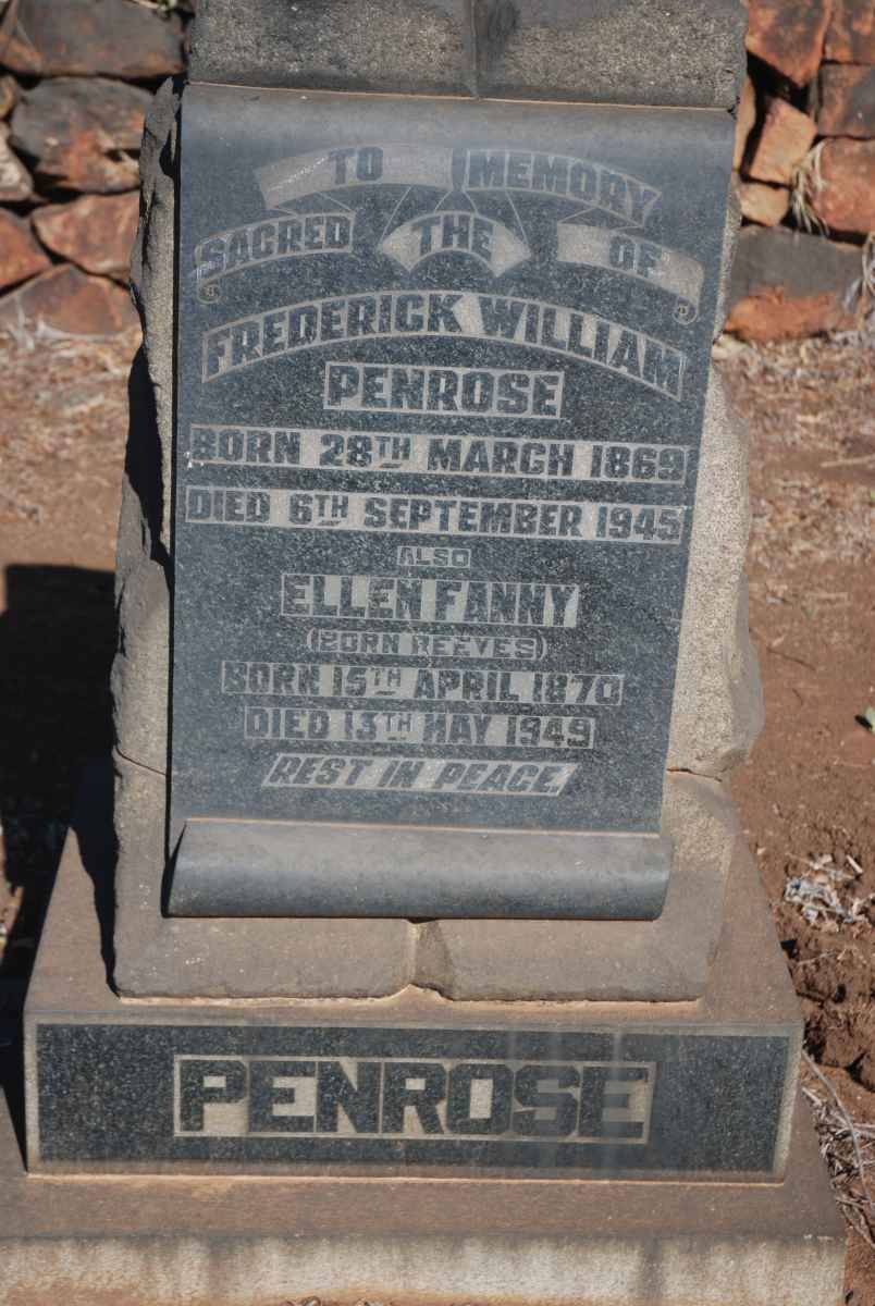 PENROSE Frederick William 1869-1945 &amp; Ellen Fanny REEVES 1870-1949