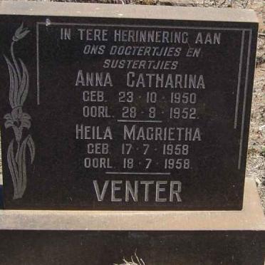 VENTER Anna Catharina 1950-1952 :: VENTER Heila Magrietha 1958-1958
