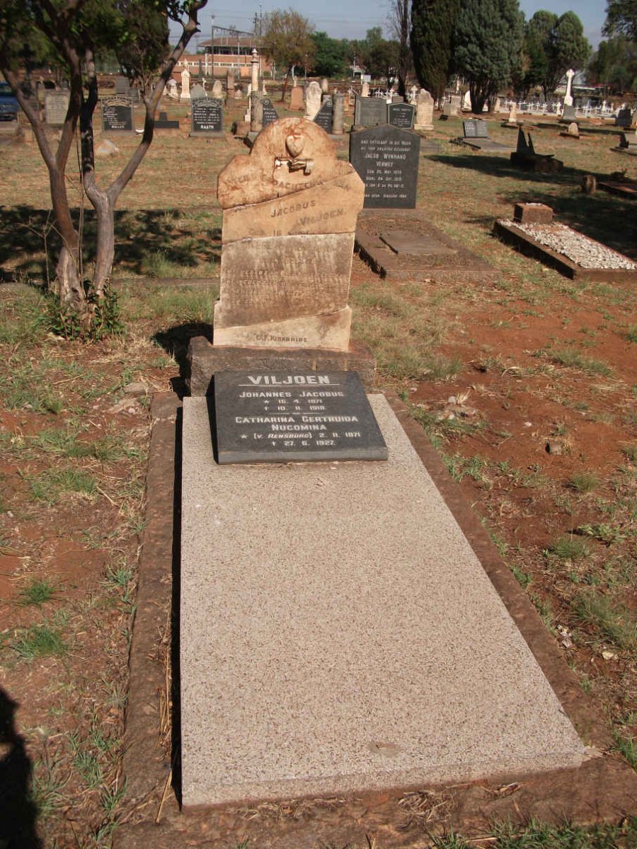 VILJOEN Johannes Jacobus 1871-1918 &amp; Catharina Gertruida Nucomina  v. RENSBURG 1871-1927