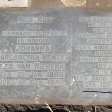 VENTER Johanna Margaretha nee VAN NIEKERK 1890-1947