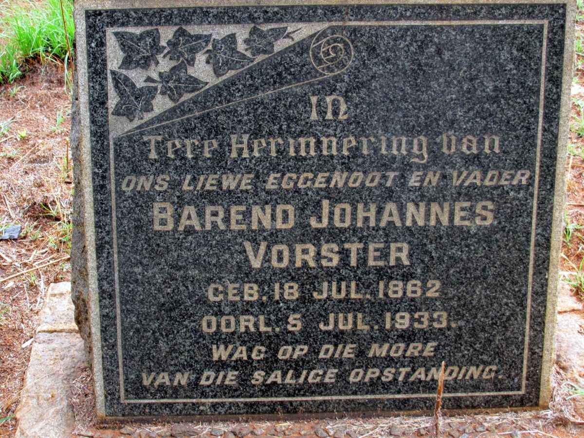 VORSTER Barend Johannes 1862-1933
