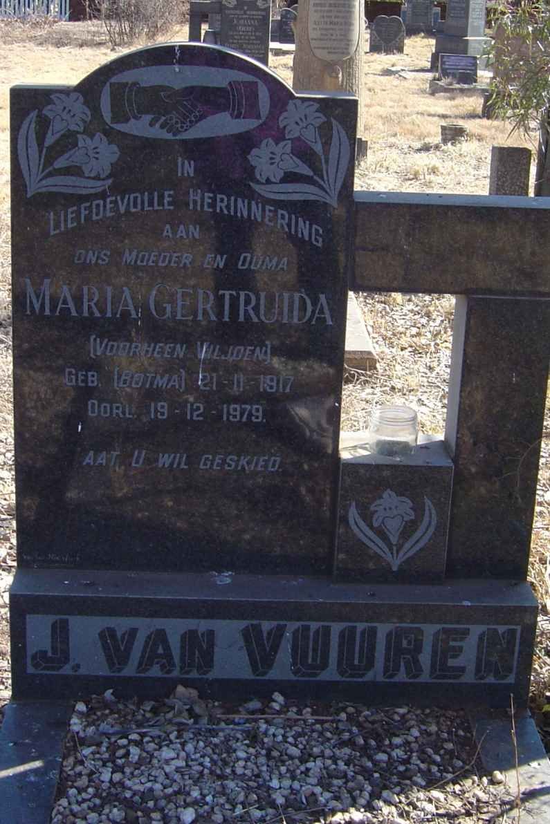 VUUREN Maria Gertruida, J. van formerly VILJOEN nee BOTHMA 1917-1979