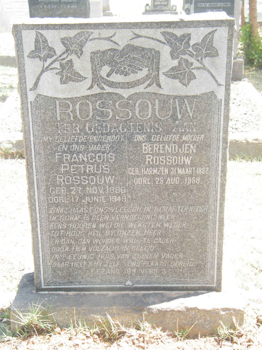 ROSSOUW Francois Petrus 1886-1949 &amp; Berendjen HARMZEN 1882-1958