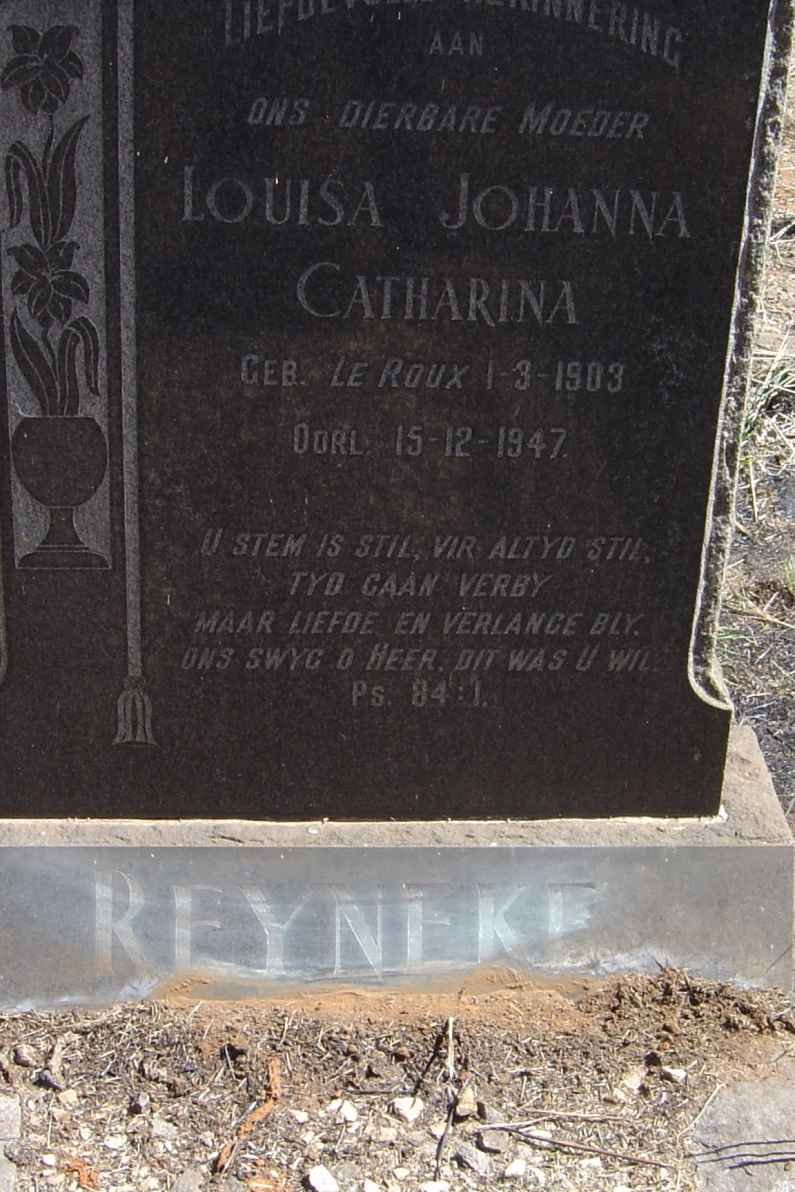 REYNEKE Louisa Johanna Catharina nee LE ROUX 1903-1947