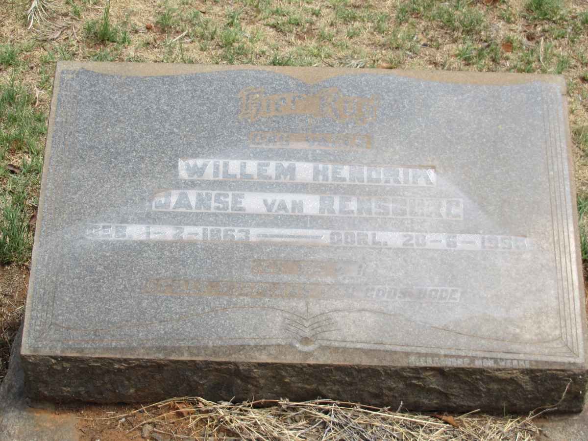 RENSBURG Willem Hendrik, Janse van 1863-1950