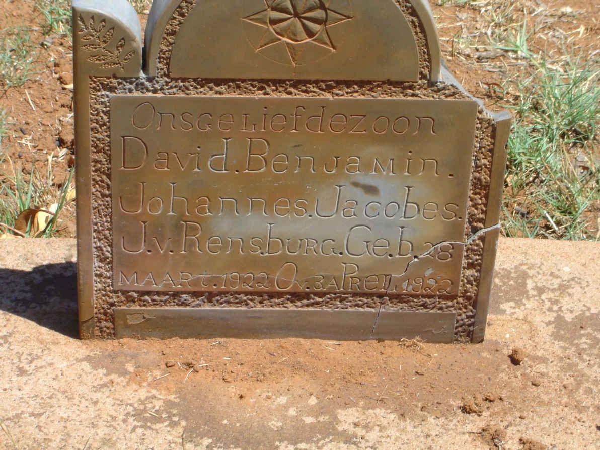 RENSBURG David Benjamin Johannes Jacobes, J.v. 1922-1922