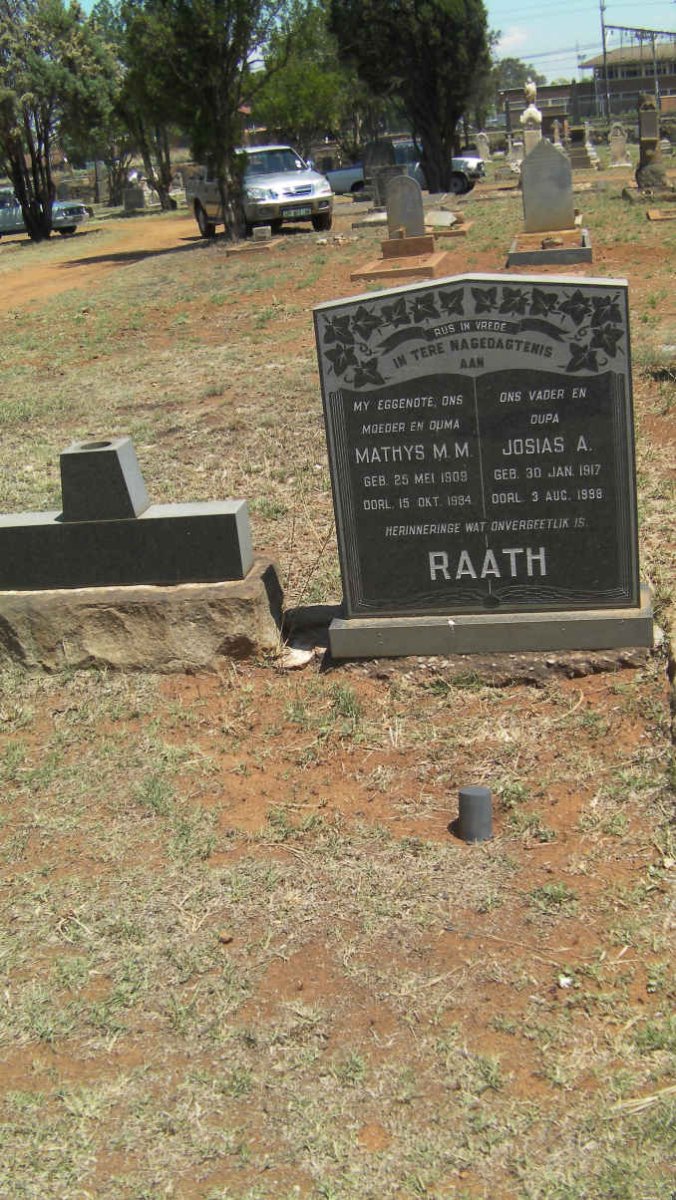 RAATH Josias A. 1917-1998 &amp; Mathys M.M. 1909-1984