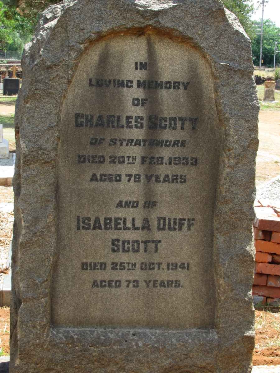 SCOTT Charles -1933 &amp; Isabella Duff -1941