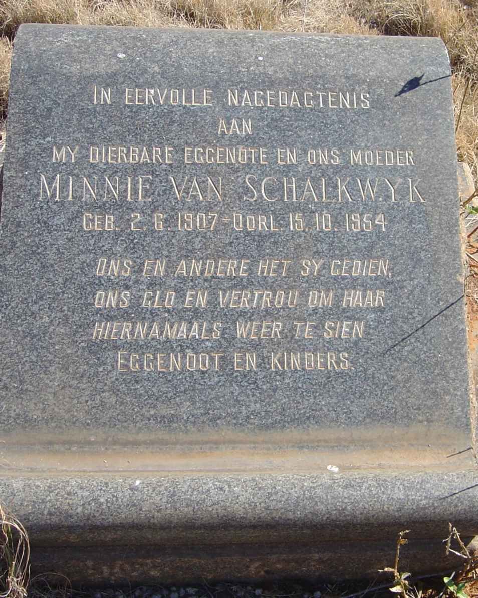 SCHALKWYK Minnie, van 1907-1954