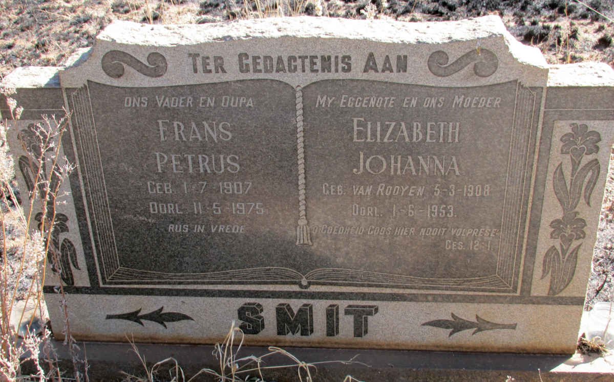 SMIT Frans Petrus 1907-1975 &amp; Elizabeth Johanna VAN ROOYEN 1908-1953