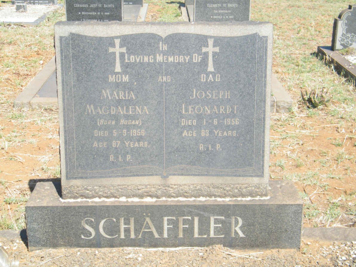 SCHÄFFLER Joseph Leonardt -1956 &amp; Maria Magdalena HOGAN -1956