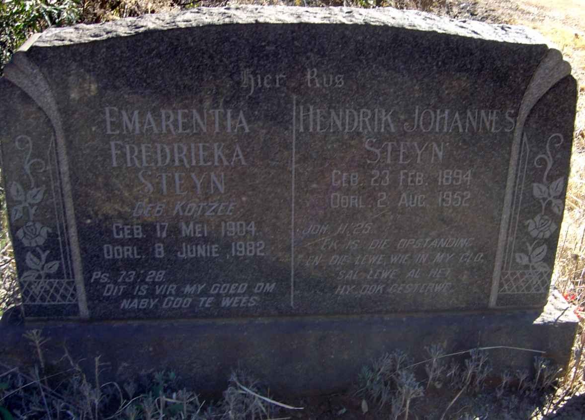 STEYN Hendrik Johannes 1894-1952 &amp; Emarentia Fredrieka KOTZEE 1904-1982