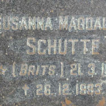 SCHUTTE Susanna Magdalena nee BRITS 1922-1993