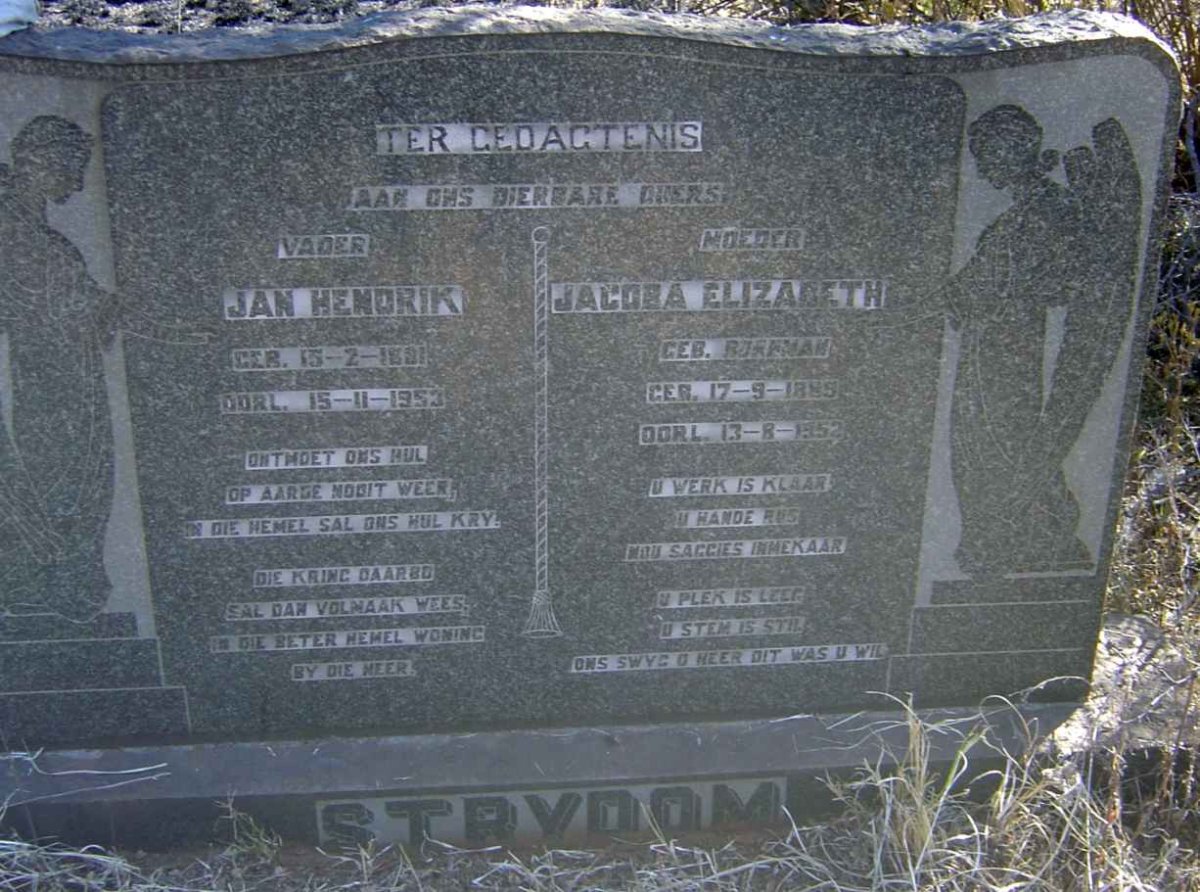 STRYDOM Jan Hendrik 1881-1953 &amp; Jacoba Elizabeth ? 1885-1952