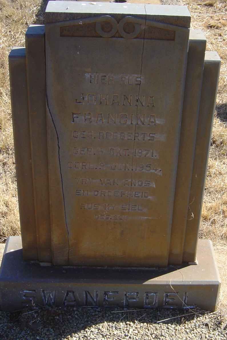 SWANEPOEL Johanna Francina nee ROBBERTS 1971-1954