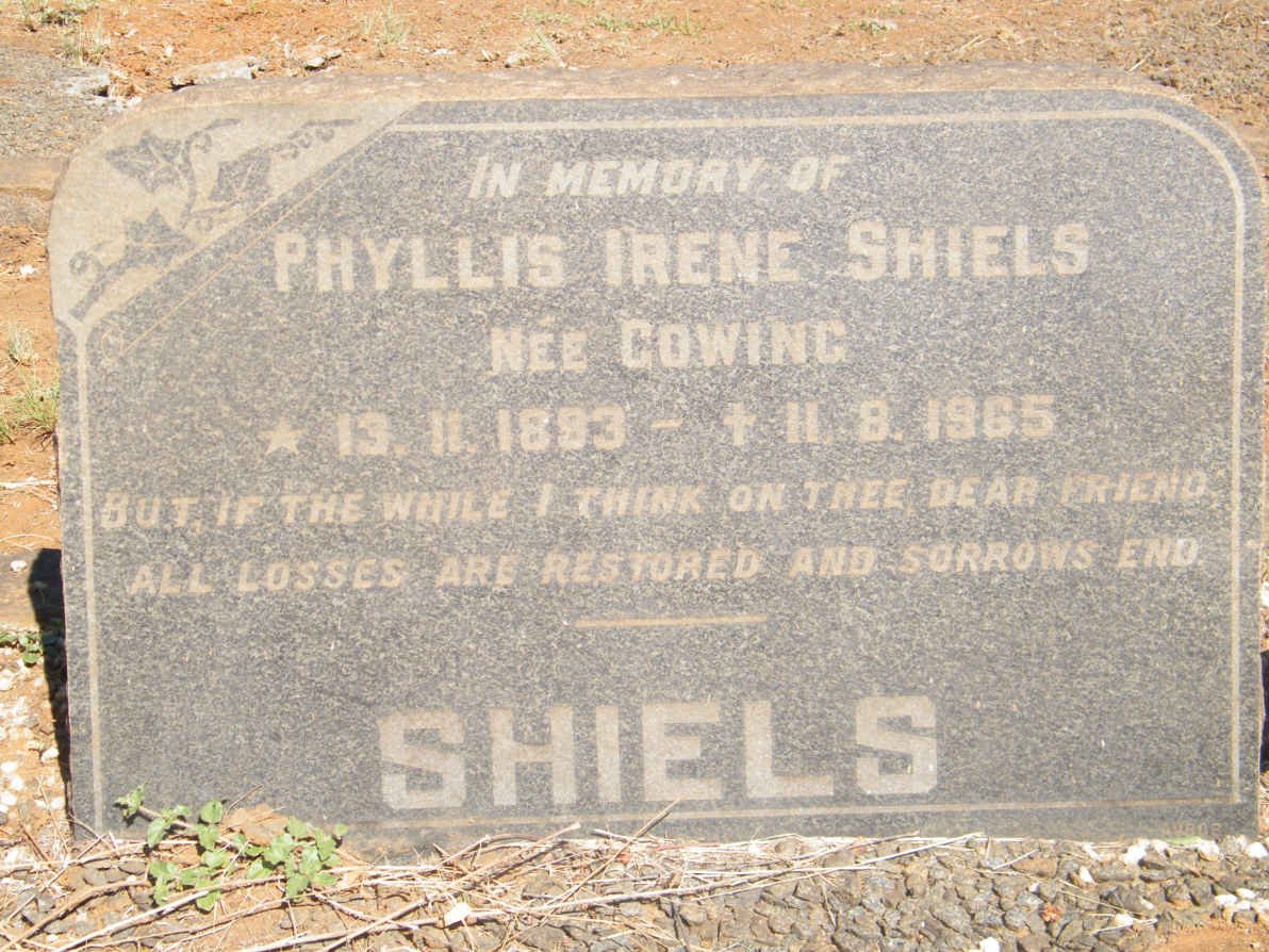 SHIELS Phyllis Irene nee COWING 1893-1965