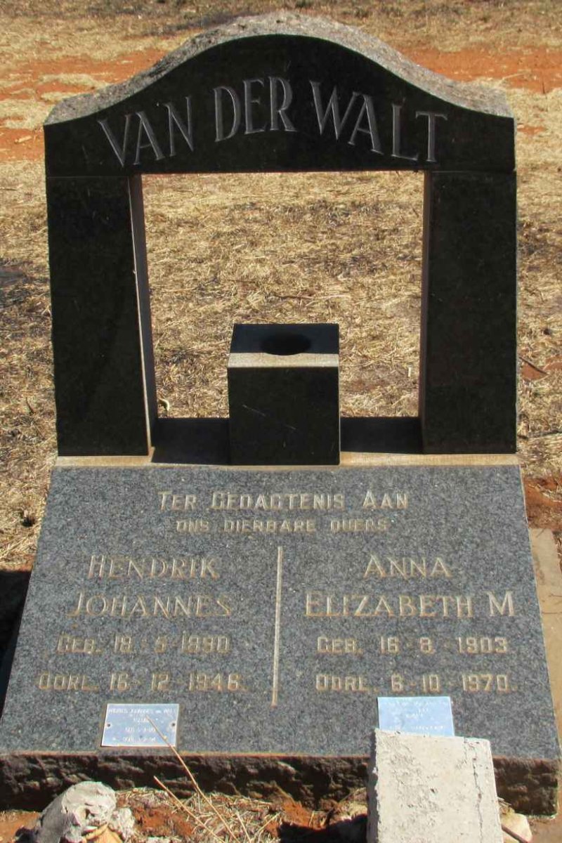 WALT Hendrik Johannes, van der 1890-1946 &amp; Anna Elizabeth M. 1903-1970