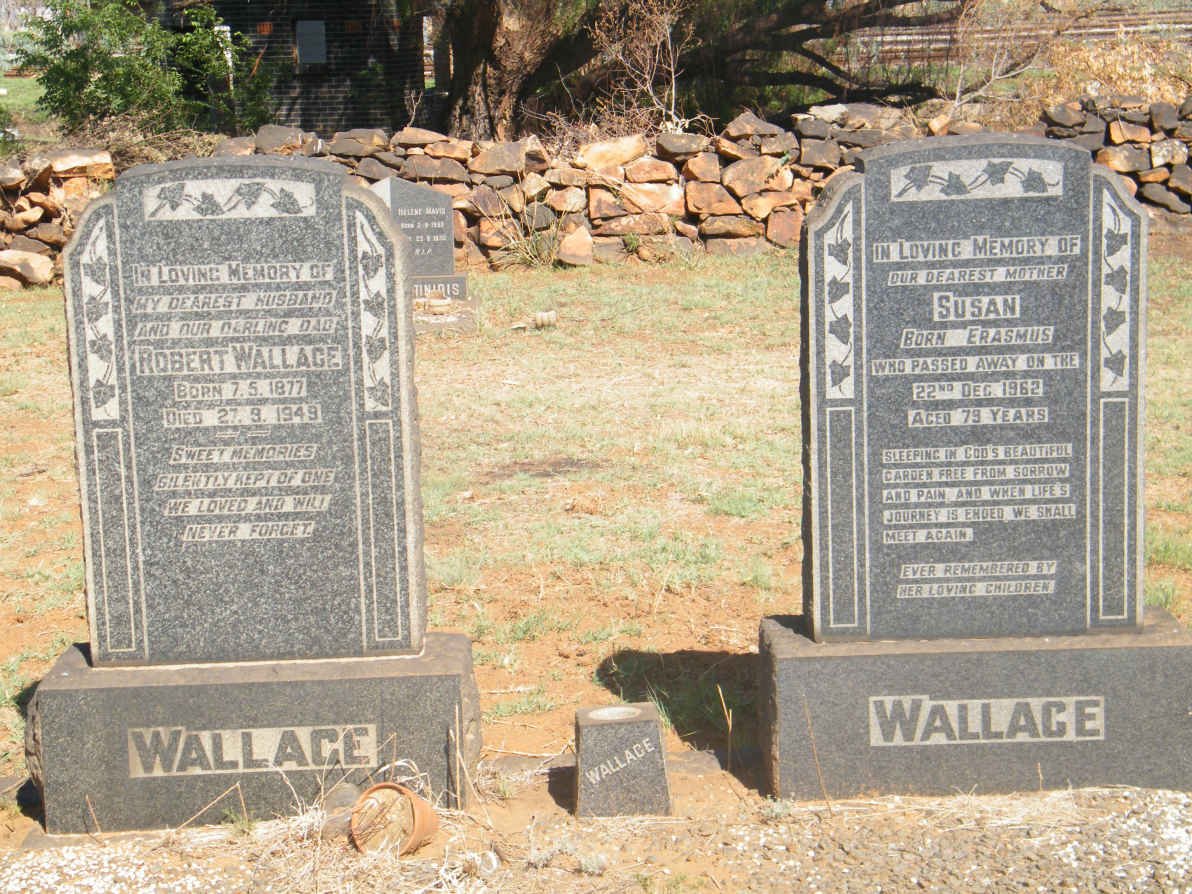 WALLACE Robert 1877-1949 &amp; Susan ERASMUS -1962