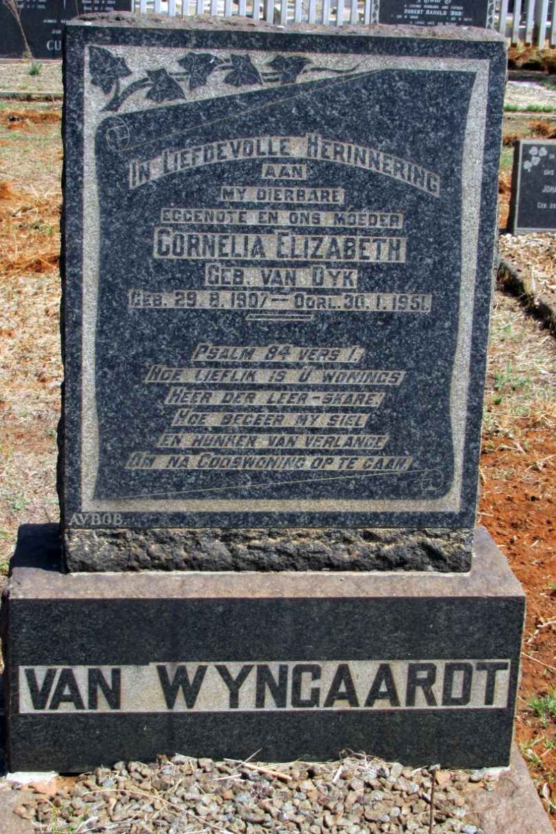 WYNGAARDT Cornelia Elizabeth, van nee VAN DYK 1907-1951