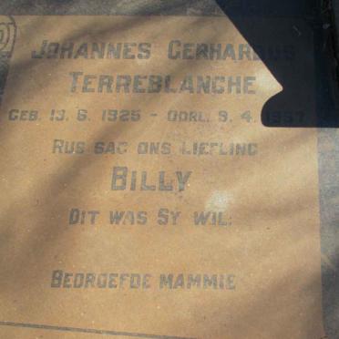 TERREBLANCHE Johannes Gerhardus 1925-1957