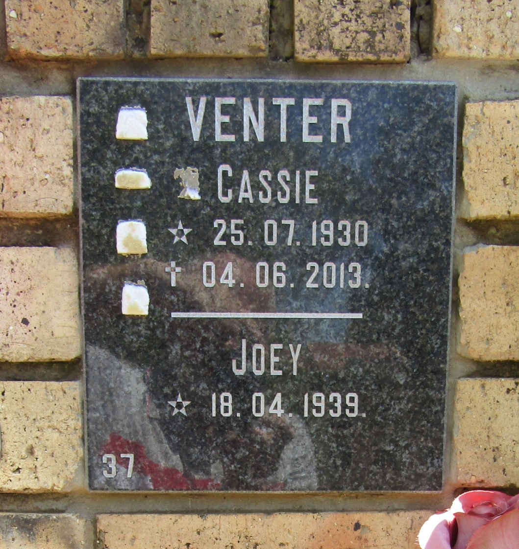 VENTER Cassie 1930-2013 &amp; Joey 1939-