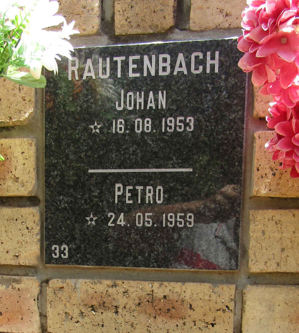 RAUTENBACH Johan 1953- &amp; Petro 1959-
