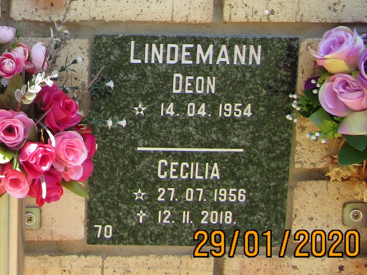 LINDEMANN Deon 1954- &amp; Cecilia 1956-2018