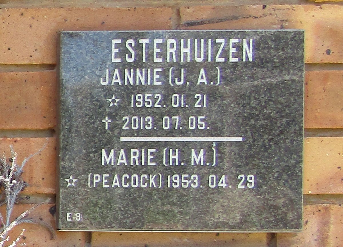 ESTERHUIZEN J.A. 1952-2013 &amp; H.M. PEACOCK 1953-