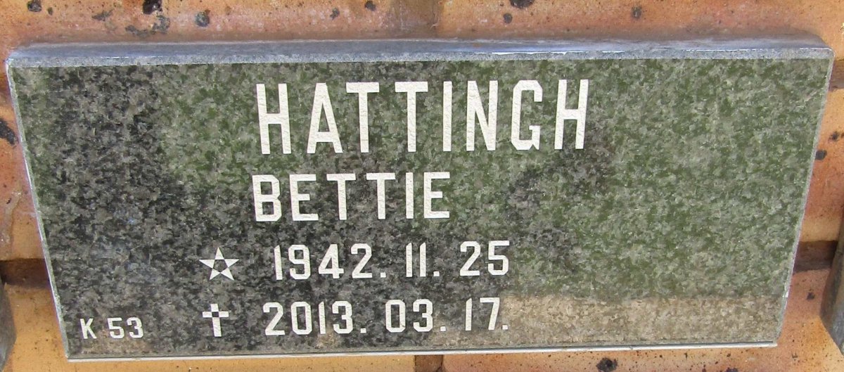 HATTINGH Bettie 1942-2013