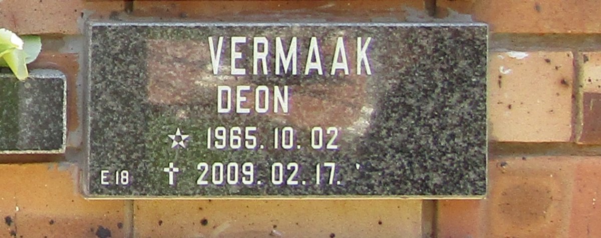 VERMAAK Deon 1965-2009