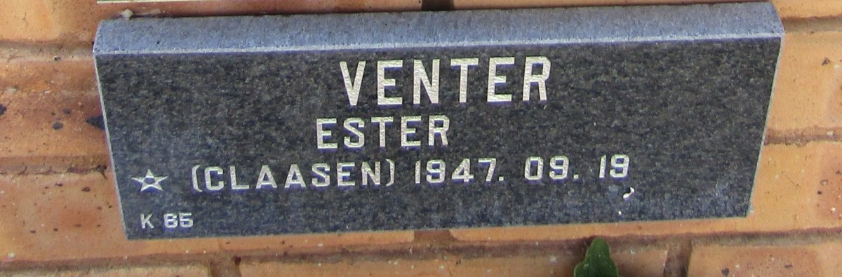 VENTER Ester nee CLAASEN 1947-