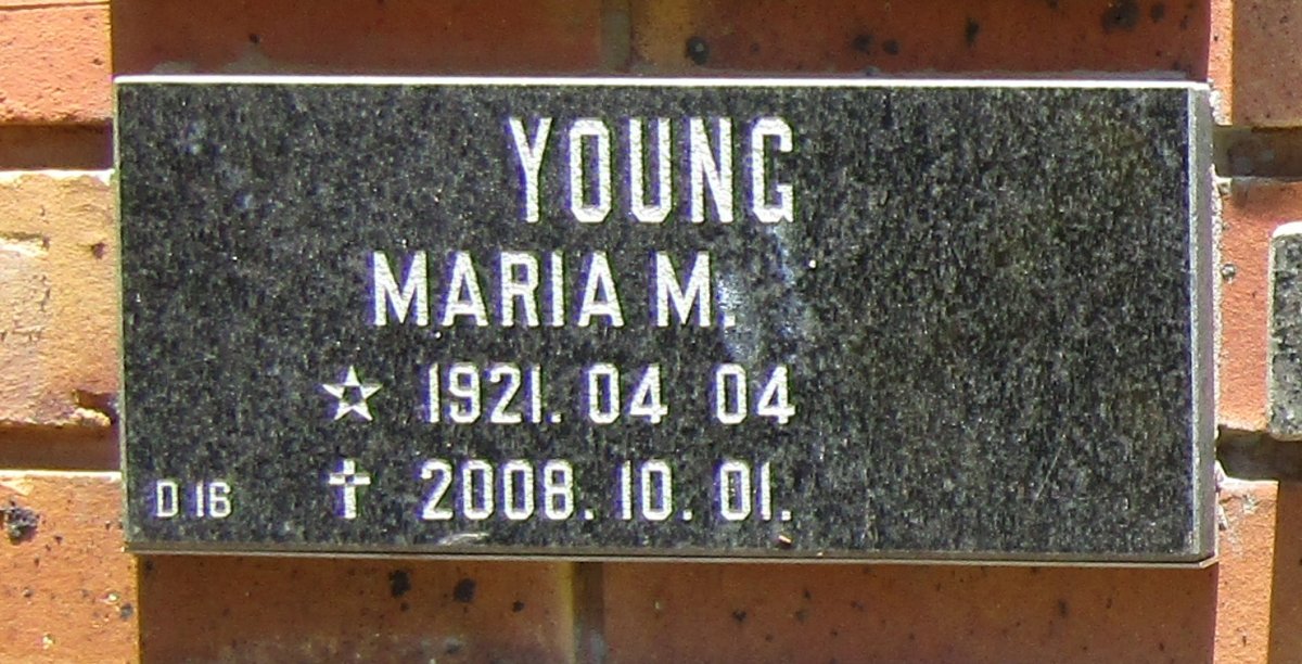 YOUNG Maria M. 1921-2008
