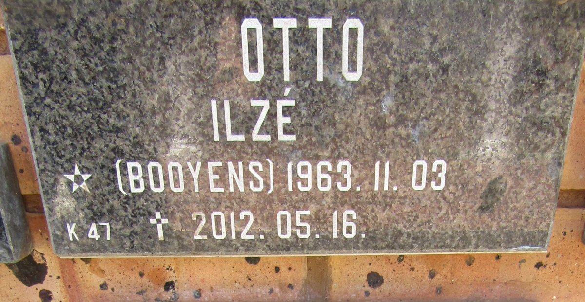 OTTO Ilzé nee BOOYENS 1963-2012