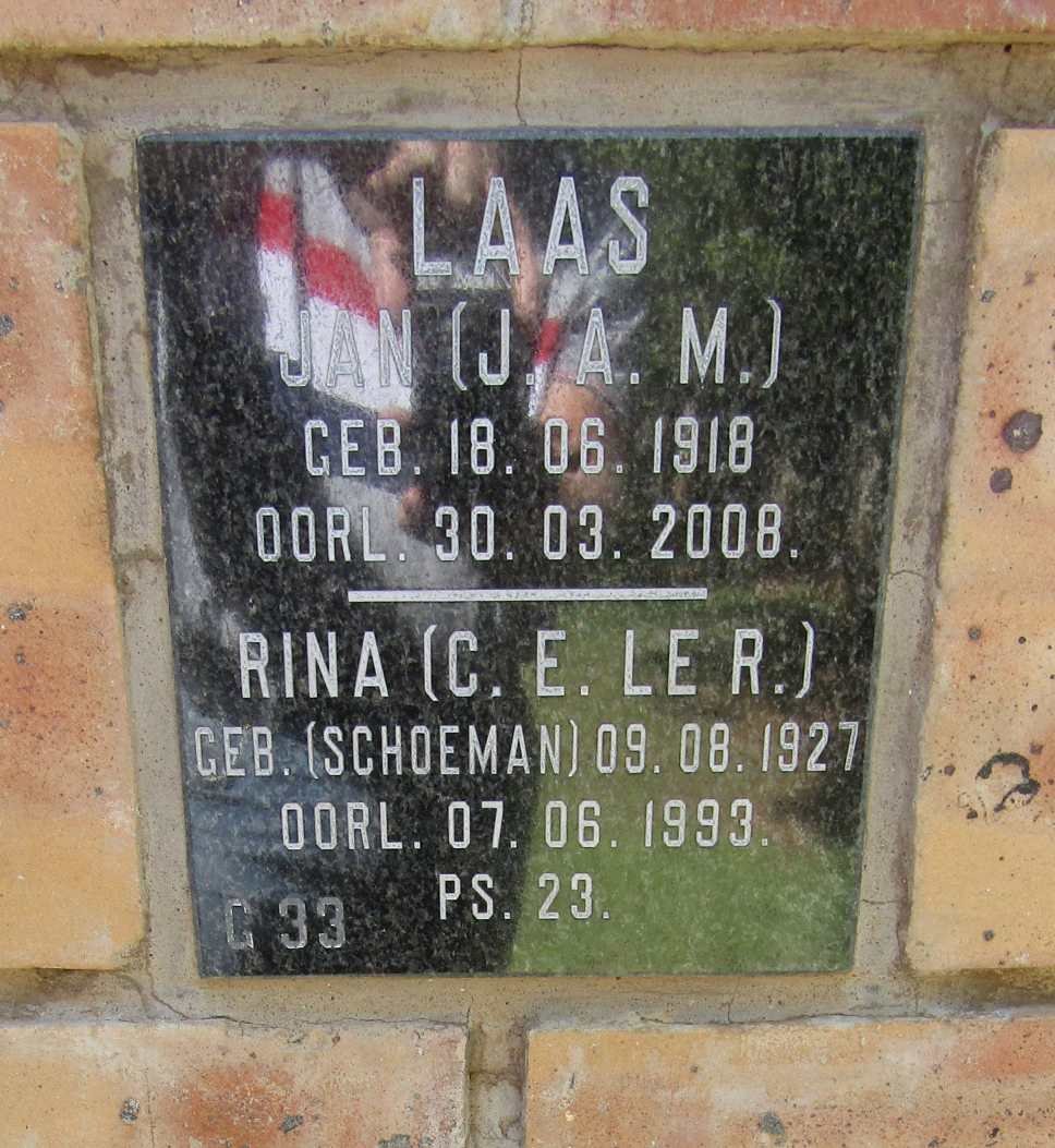 LAAS J.A.M 1918-2008 &amp; C.E. Le R. SCHOEMAN 1927-1993