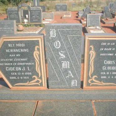 BOSMAN Gideon J L 1906-1971 &amp; Christina Gloudina 1918-1995