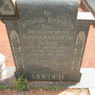 BOTHMA Martha Margaretha, voorheen GURNEY,  nee DU TOIT 1892-1953