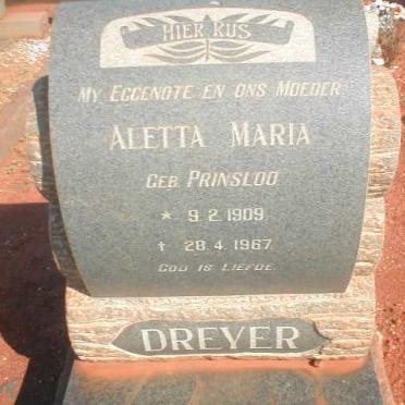 DREYER Aletta Maria nee PRINSLOO 1909-1967