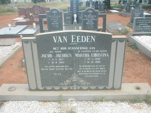 EEDEN Jan Jacobus, van 1917-1987 &amp; Martha Christina 1925-1980