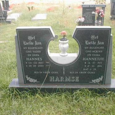 HARMSE 1920-2003 &amp; Hannetjie 1923-1999