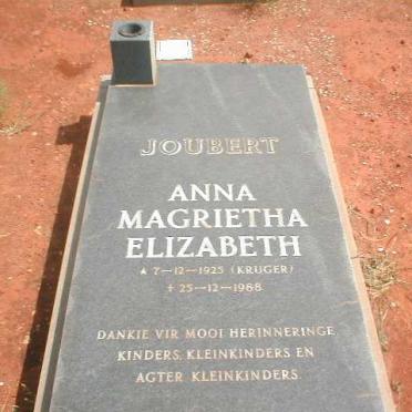 JOUBERT Anna Magrietha Elizabeth nee KRUGER 1925 - 1988