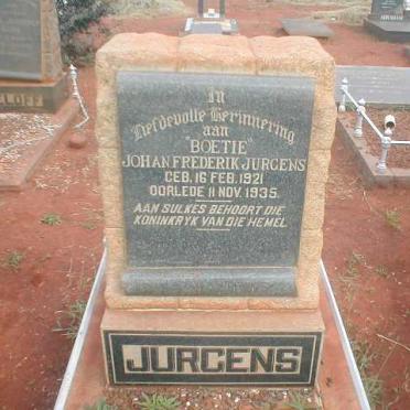JURGENS Johan Frederick 1921-1935