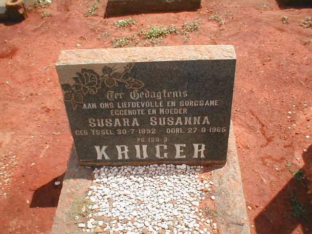 KRUGER Susara Susanna nee YSSEL 1892-1965