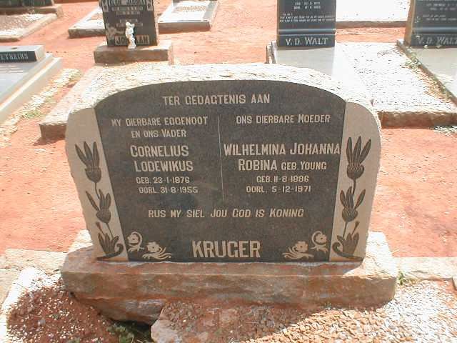 KRUGER Cornelius Lodewikus 1876-1955 &amp; Wilhelmina Johanna Robina YOUNG 1886-1971