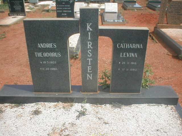 KIRSTEN Andries Theodorus 1903-1980 &amp; Catharina Levina 1916-1980
