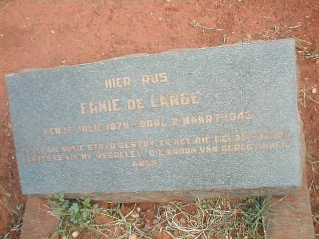 LANGE Fanie, de 1879-1943
