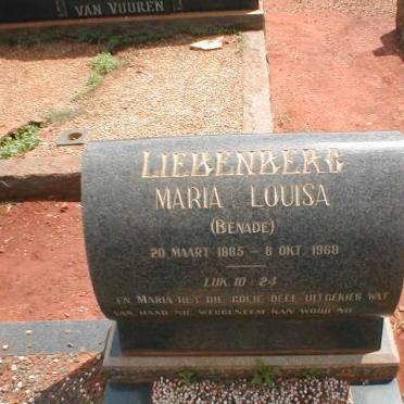 LIEBENBERG Maria Louisa nee BENADE  1995-1969