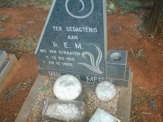 MERWE R. E. M., van der, nee VAN STRATEN 1915-1985