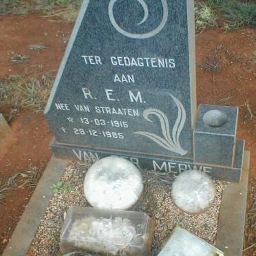 MERWE R. E. M., van der, nee VAN STRATEN 1915-1985