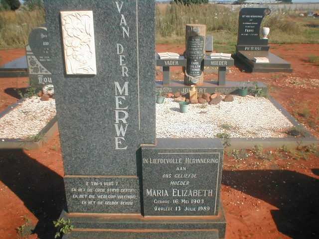 MERWE  Maria Elizabeth, van der 1903-1989