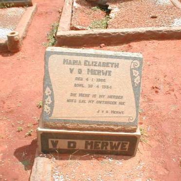 MERWE Maria Elizabeth, v d 1906-1904